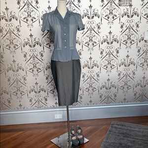 Michael Kors Polka Dot Peplum Blouse size S + Tahari Pencil Skirt Size 4 |